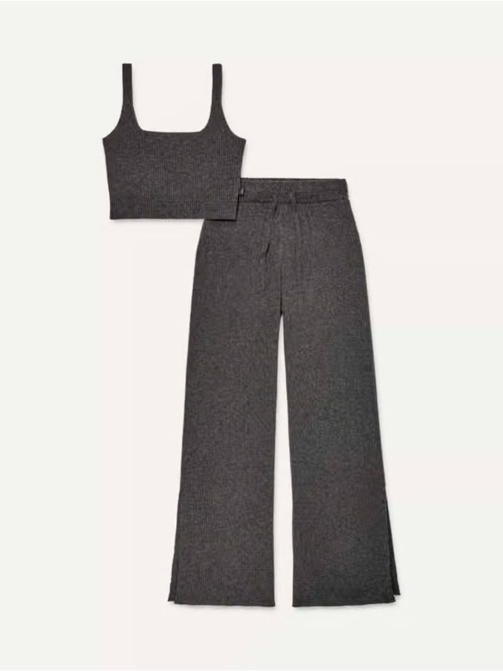 UGG ELISIANA SET Ribbed Knit Wide-Leg Pants - Charcoal
